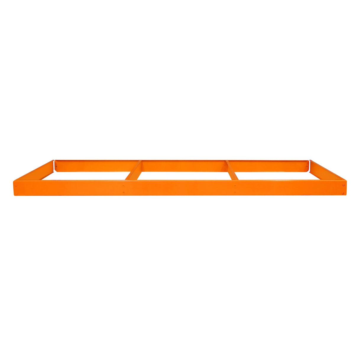 S-Rax workbench additional shelf in vibrant orange, 150cm x 60cm, featuring a sturdy rectangular frame for enhanced storage options