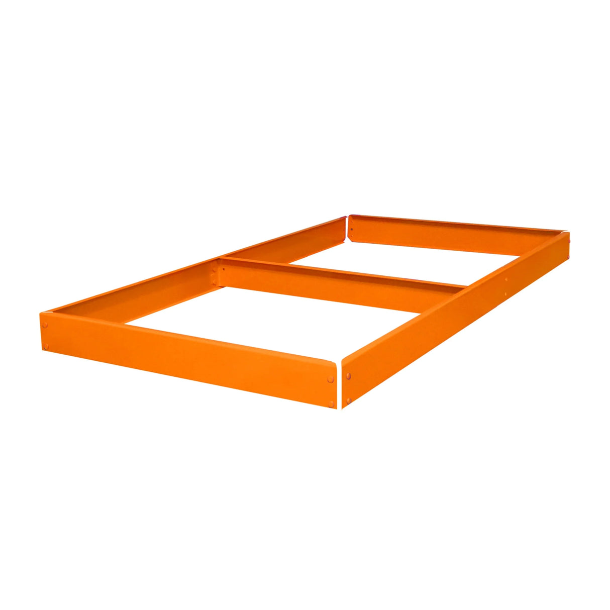 S-Rax workbench additional shelf in bright orange, 120cm x 60cm, featuring a sturdy metal frame with a smooth finish for durability