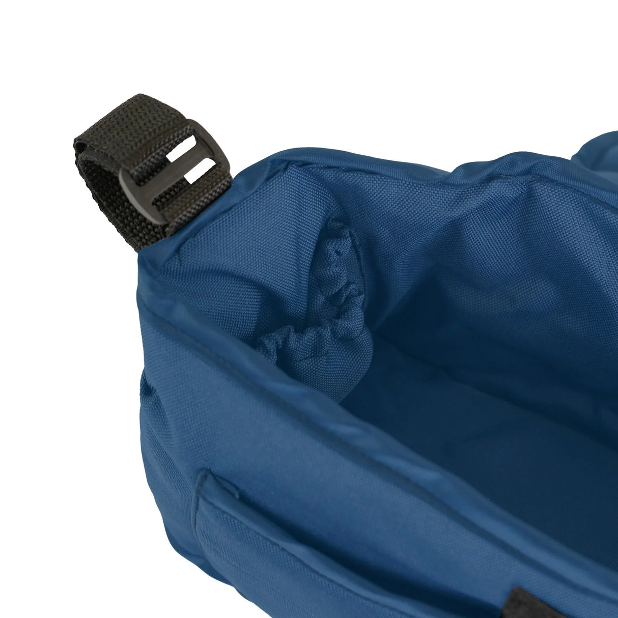 Navy blue pet stroller caddy bag featuring a spacious interior, durable fabric, and adjustable straps for secure attachment