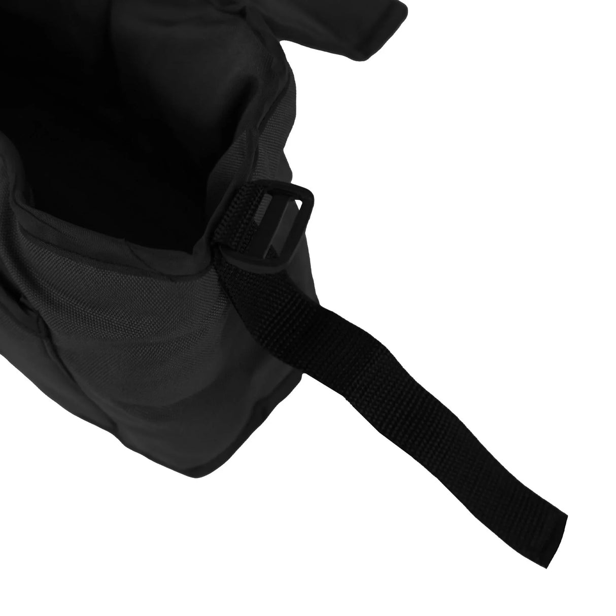 Black pet stroller caddy bag featuring a spacious interior, durable fabric, and adjustable strap for easy attachment and transport