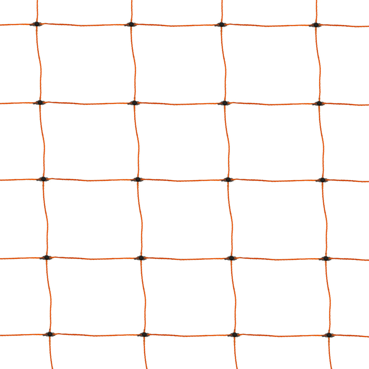 Electric poultry netting in bright orange, featuring a grid pattern with black connectors, ideal for secure animal containment