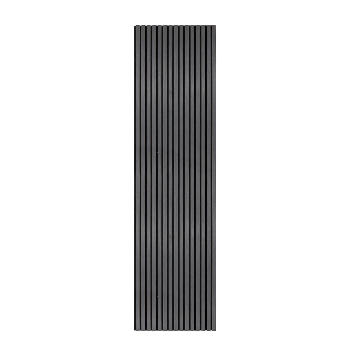 Acoustic slat wall panel in anthracite grey, featuring a sleek vertical design with textured grooves for sound absorption
