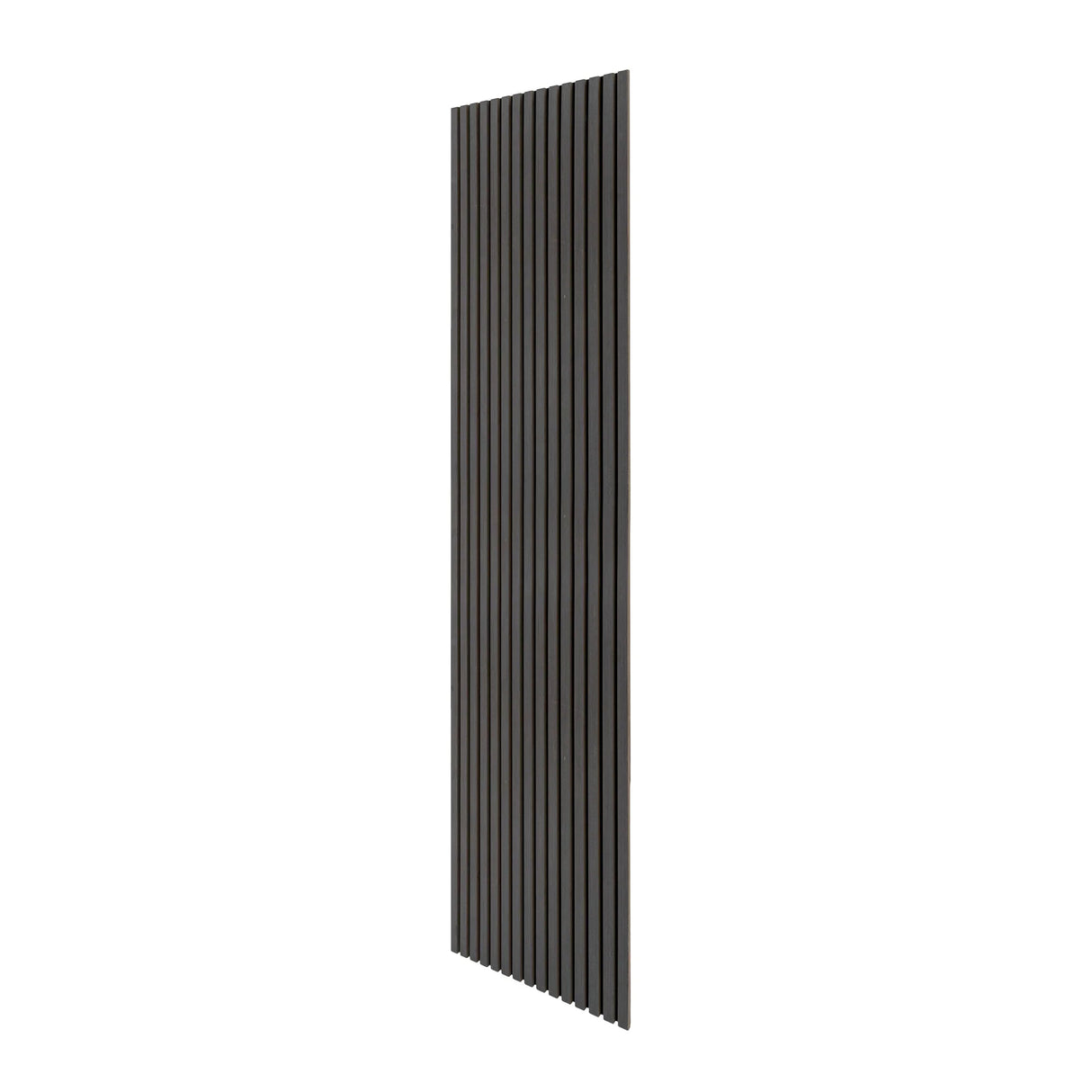 Acoustic slat wall panel in anthracite grey, featuring vertical slats with a smooth texture, ideal for sound absorption and modern decor