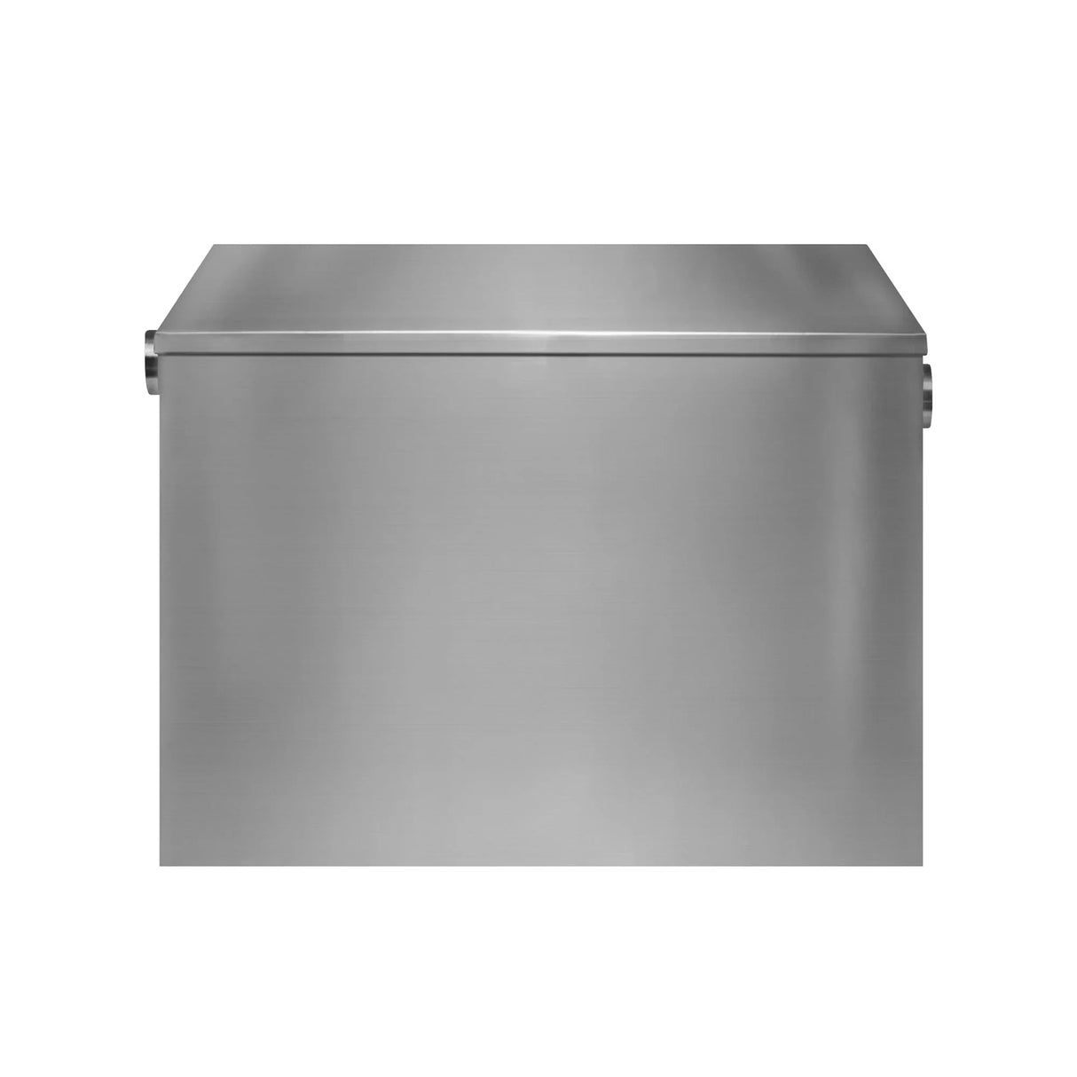 Stainless steel KuKoo grease trap with a sleek, brushed finish, featuring a sturdy lid and a spacious 96-litre capacity