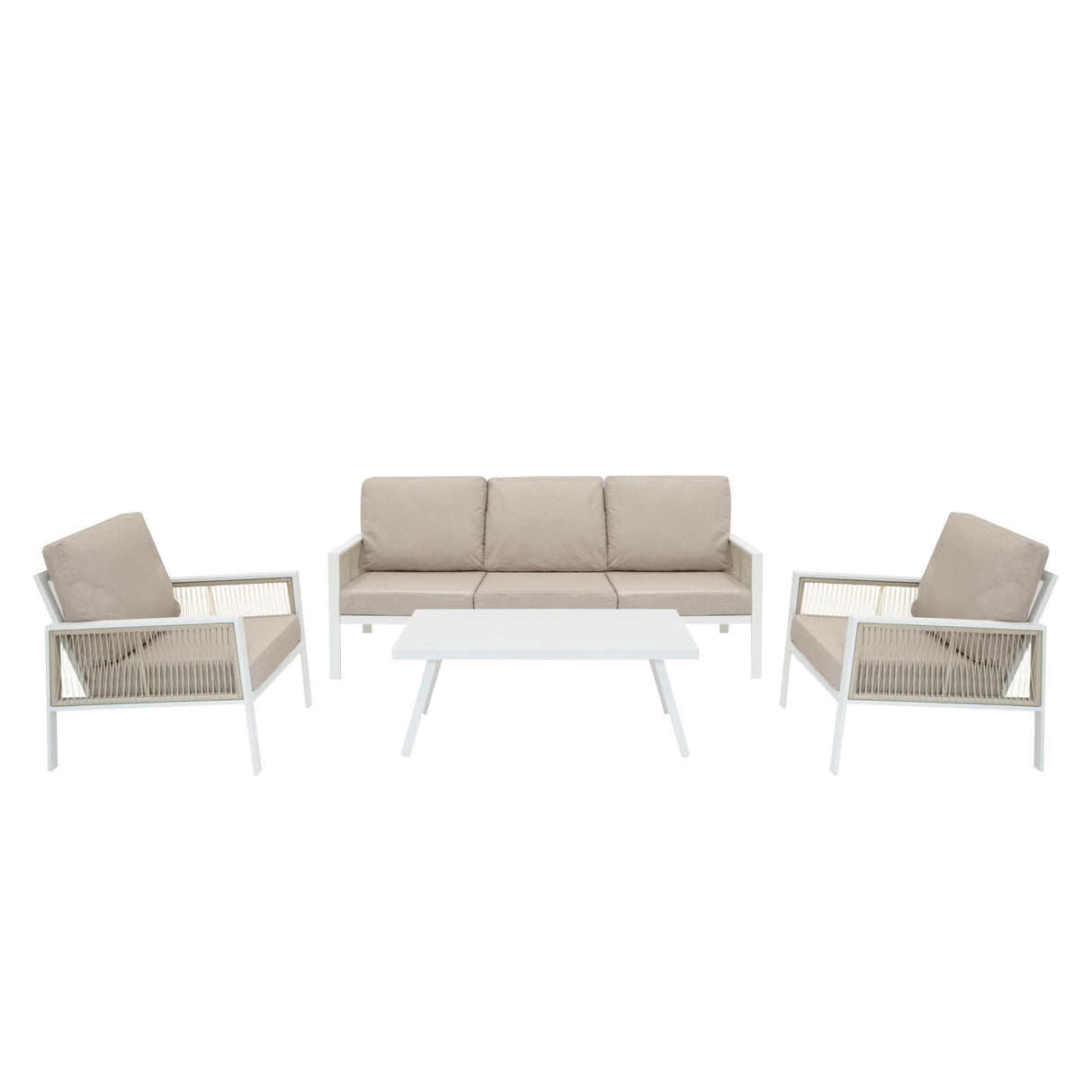 Aluminium 4 Piece Sofa Set - White
