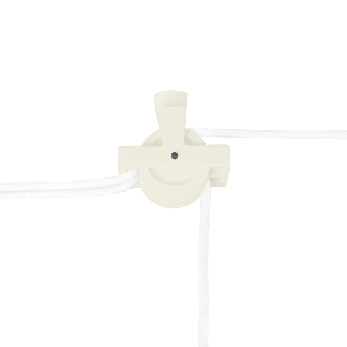 Ceiling pulley for clothing airer in ivory, featuring a sturdy design with white ropes for easy drying and space-saving efficiency
