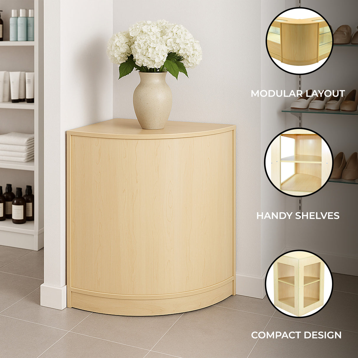 Retail Shop Corner Counter CM60 - Maple