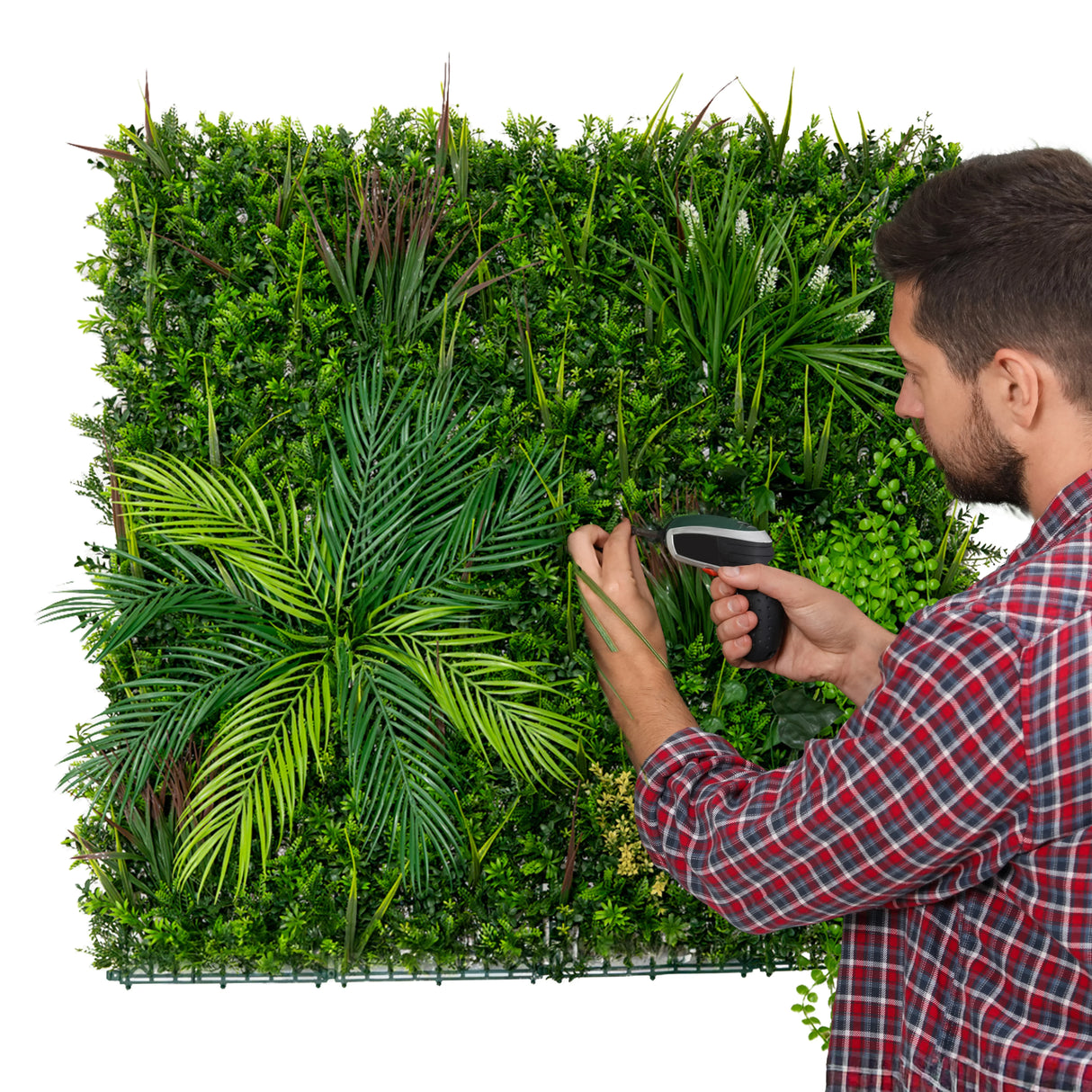 Lifelike Alina Artificial Wall Tile, 100cm x 100cm, featuring vibrant green foliage and textured leaves, ideal for indoor decor
