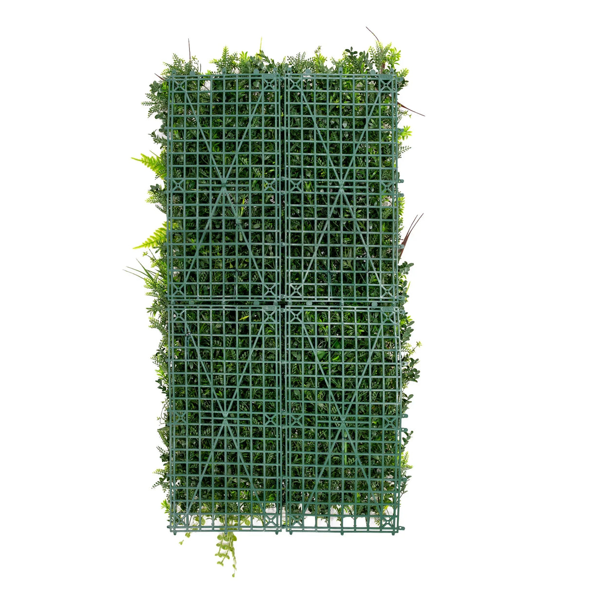 Alina Artificial Wall Tile in green, featuring a textured grid design with lush, realistic foliage for indoor or outdoor decor