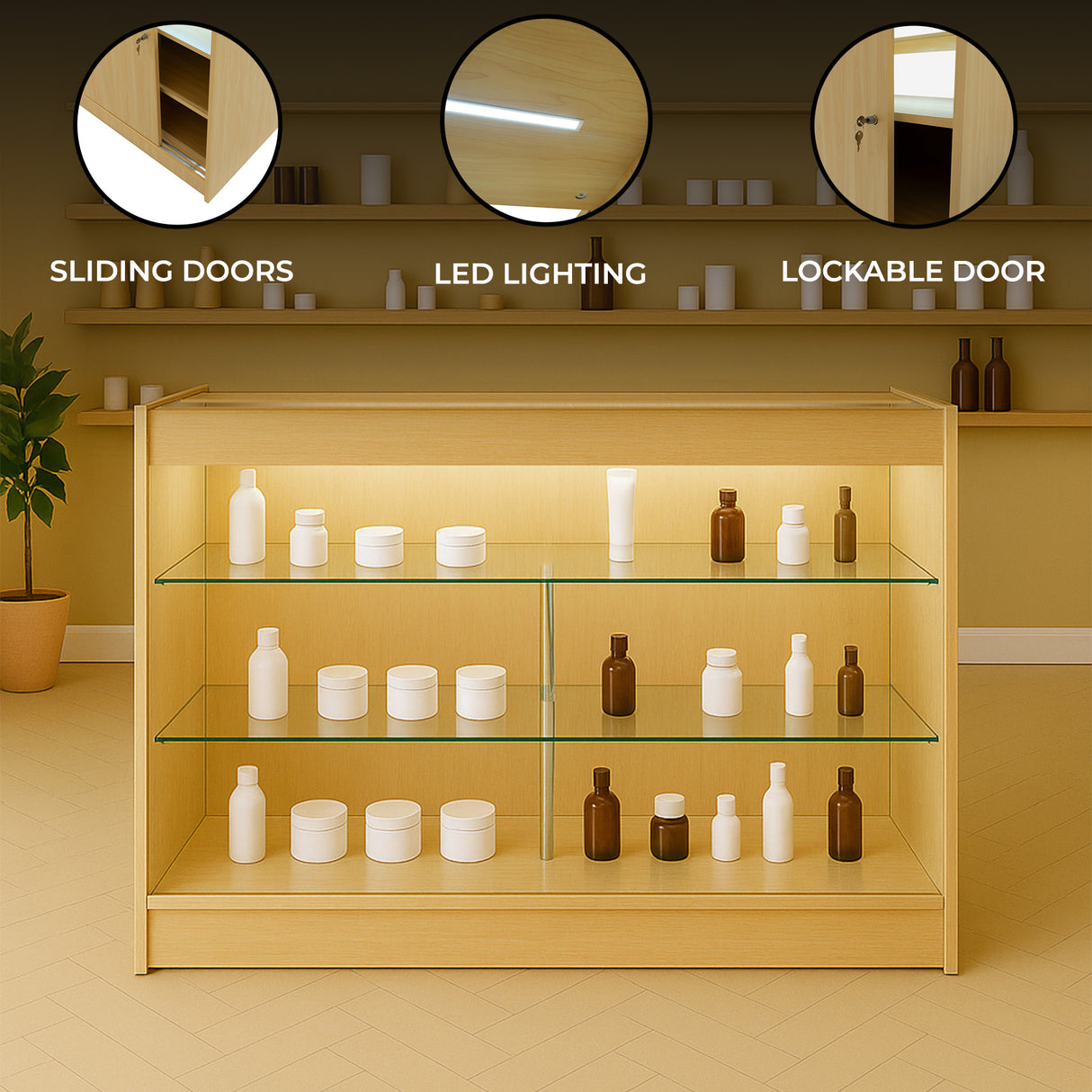 LED Retail Shop Counter K1500 - Maple