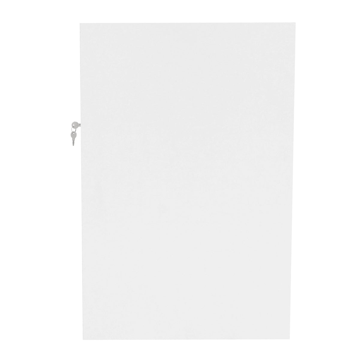 Sleek white LED retail shop counter K1500 with a smooth finish and a key lock, ideal for modern retail environments