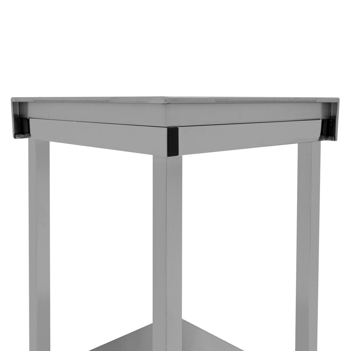 Sleek modular cocktail bar corner unit with a metallic finish, featuring a sturdy frame and smooth, clean lines for modern decor