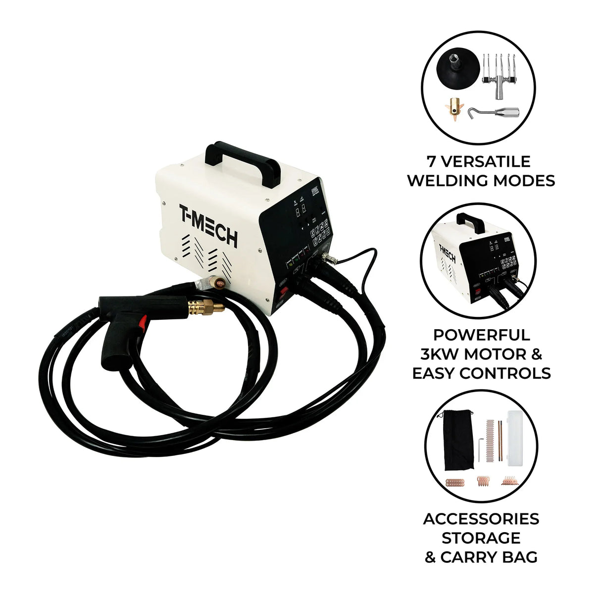 Powerful Dent Puller Machine with a sleek white design, featuring easy controls, a durable handle, and multiple welding modes for versatile use