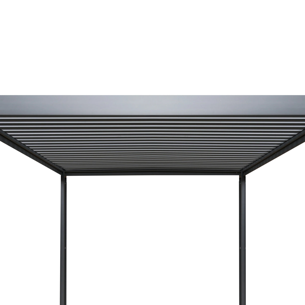 Anthracite aluminum pergola with LED lights, featuring a sleek slatted roof and sturdy frame, ideal for outdoor spaces