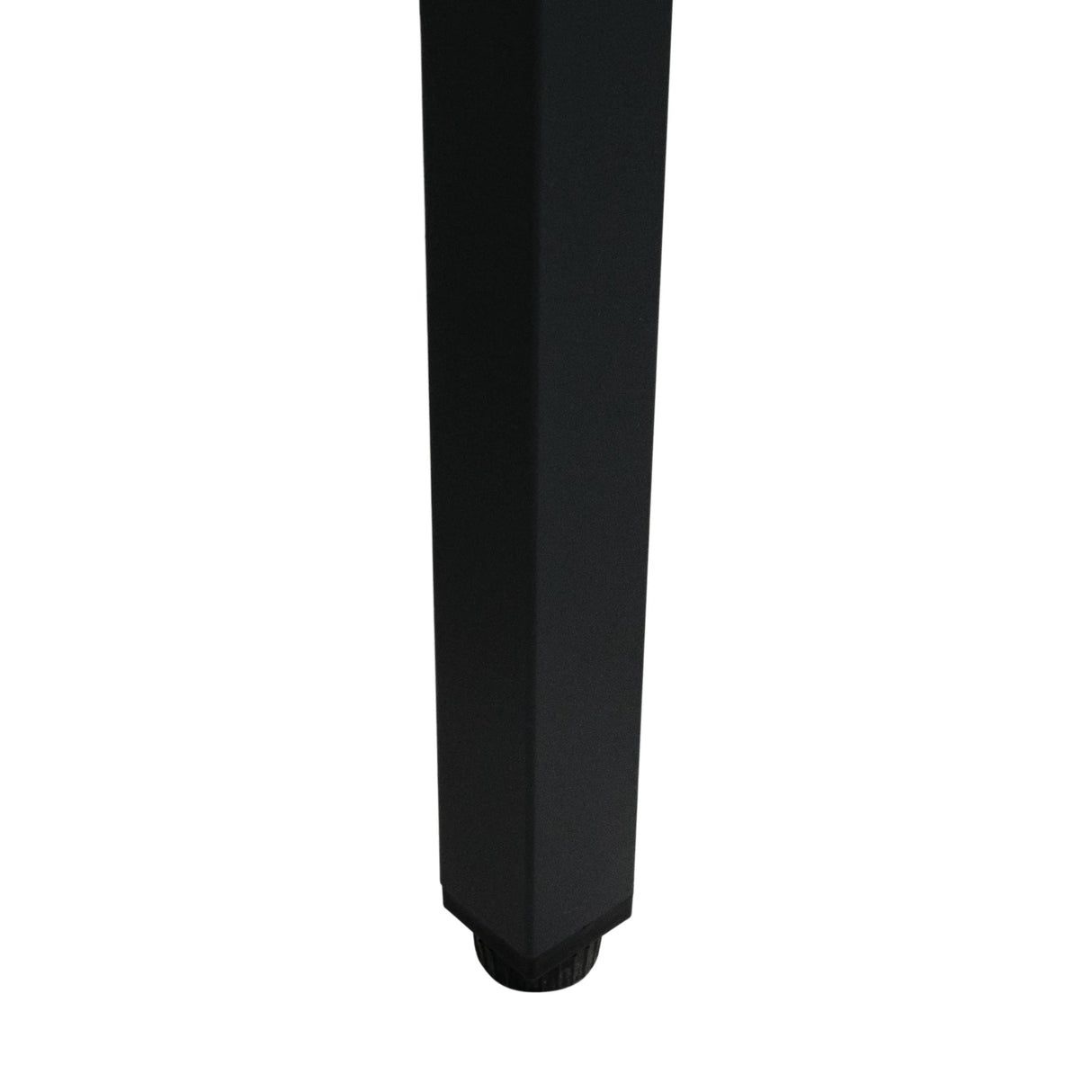 Black rattan patio furniture set leg featuring a sleek, modern design with a sturdy hexagonal shape and textured finish
