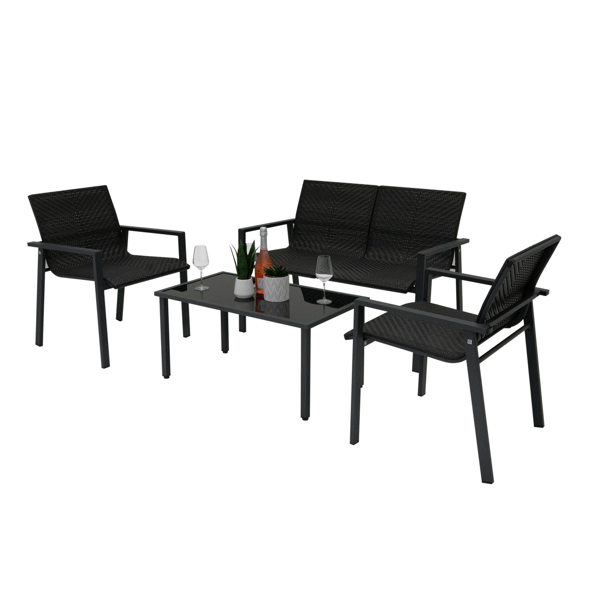 Rattan Patio Furniture Set - Black