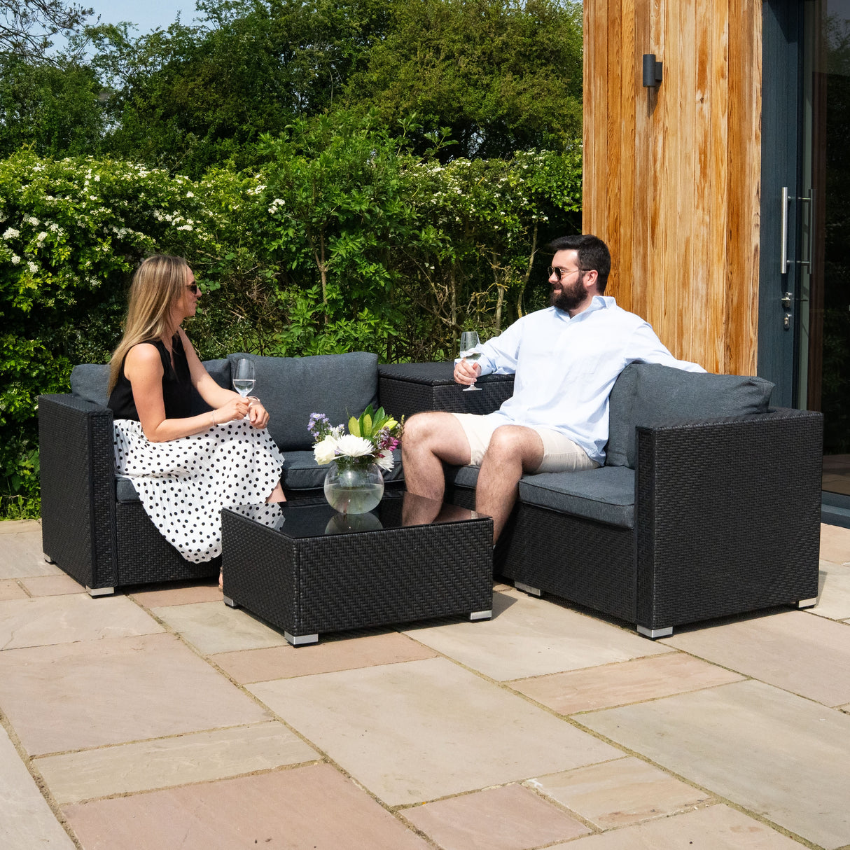 Rattan Modular 6 Piece Furniture Set – Black