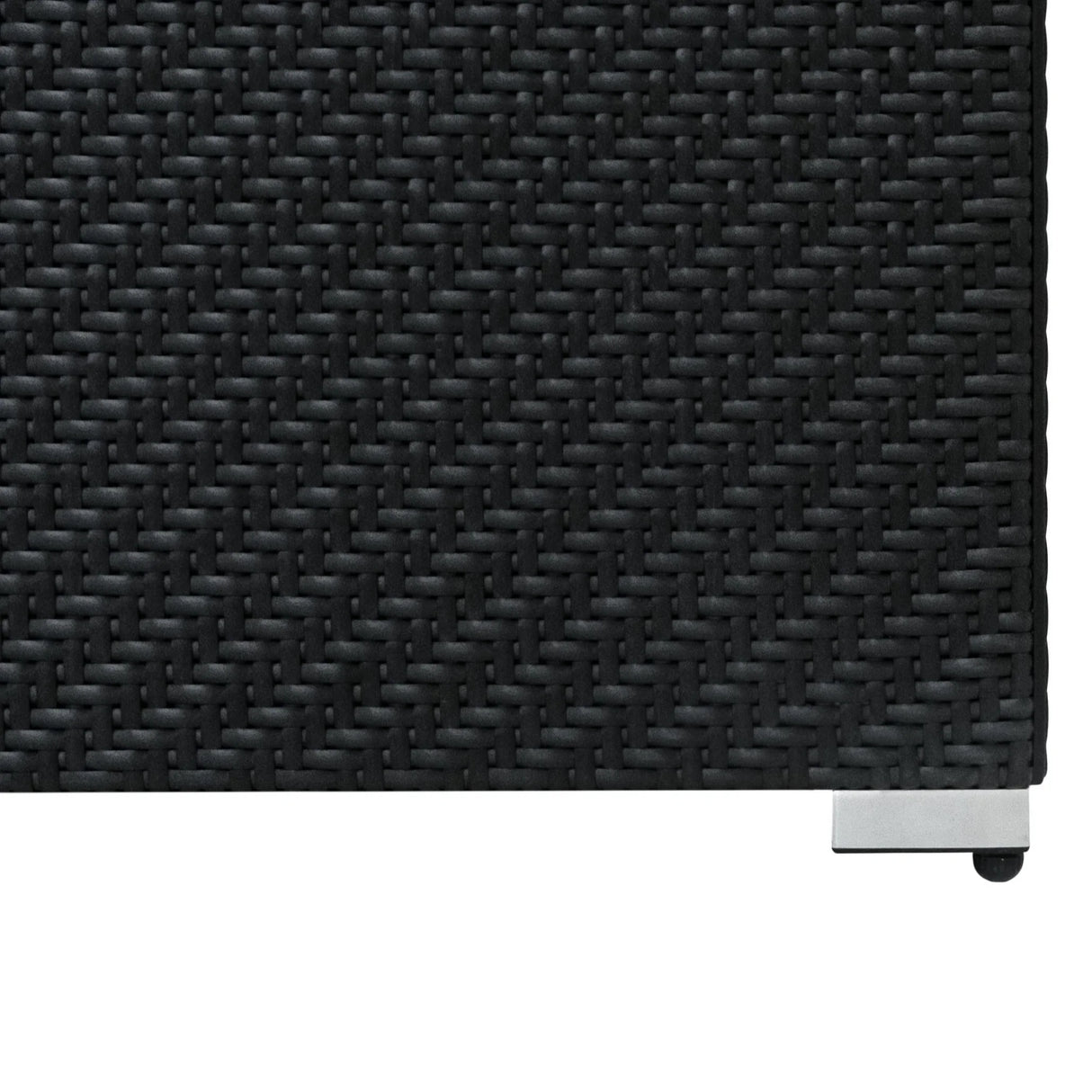 Black rattan weave texture of a modular furniture set, showcasing durable material and sleek design for outdoor or indoor use