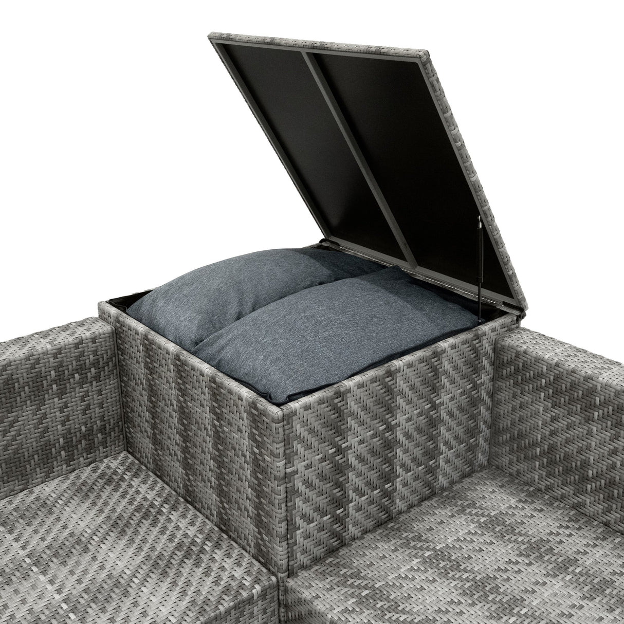 Rattan Modular 6 Piece Furniture Set & 996L Storage Box – Grey