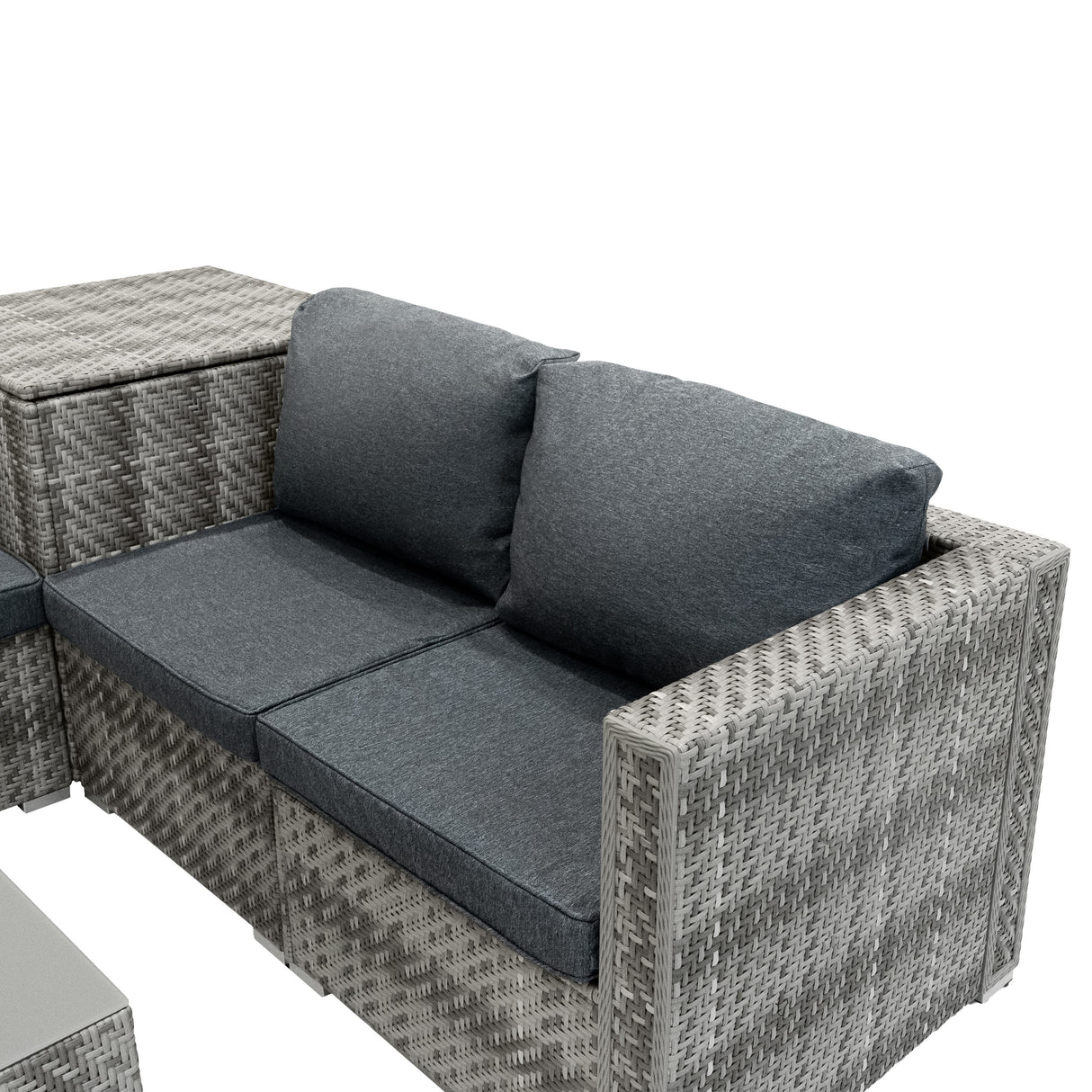 Rattan Modular 6 Piece Furniture Set & 996L Storage Box – Grey