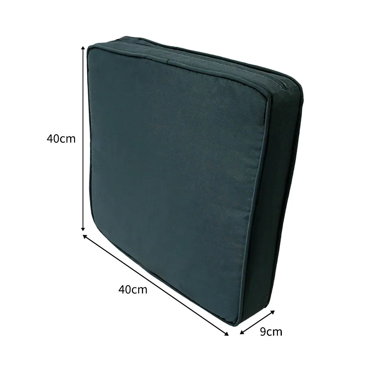 Deep green rattan corner set cushion, square shape, 40cm x 40cm x 9cm, featuring soft fabric and a plush, comfortable design