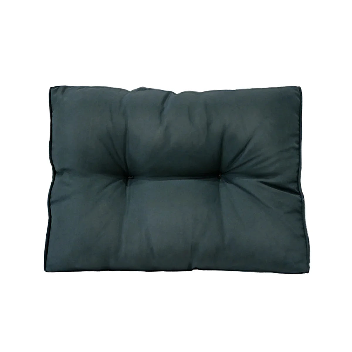 Dark green, plush cushion with tufted design, designed for rattan corner set, offering comfort and style for outdoor seating