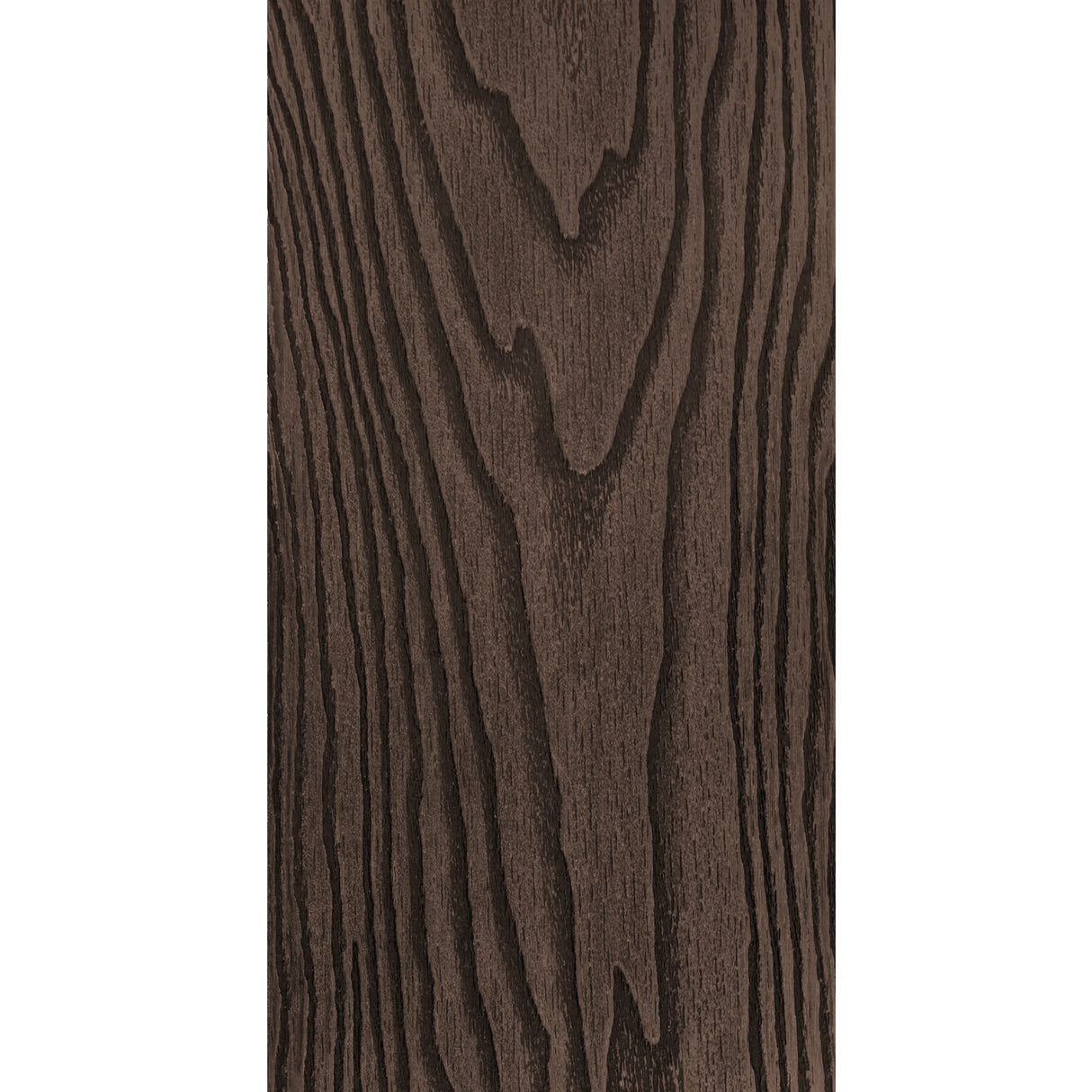 Brown composite decking board showcasing a wood grain texture with deep grooves, ideal for outdoor flooring and decking projects