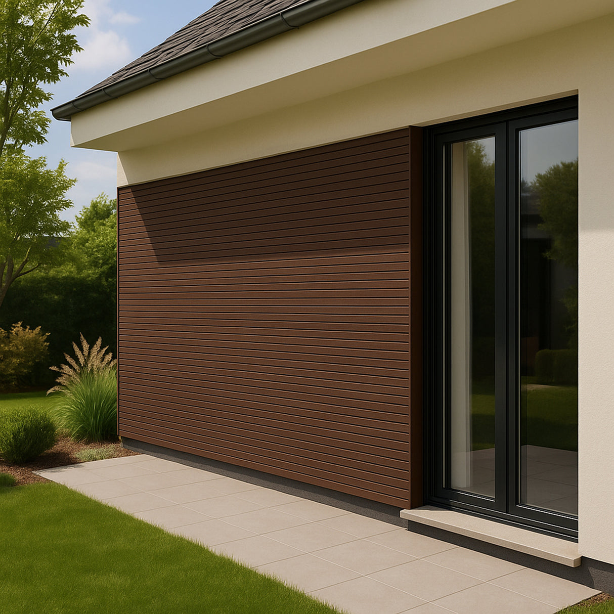WPC Slatted Wall Cladding x 4 Panels – Brown