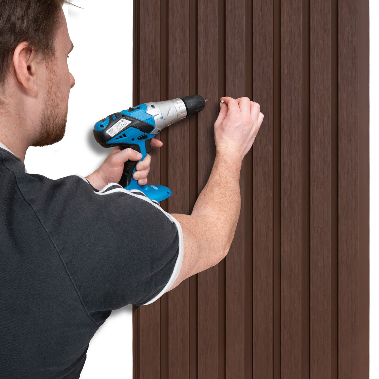 WPC Slatted Wall Cladding x 4 Panels – Brown