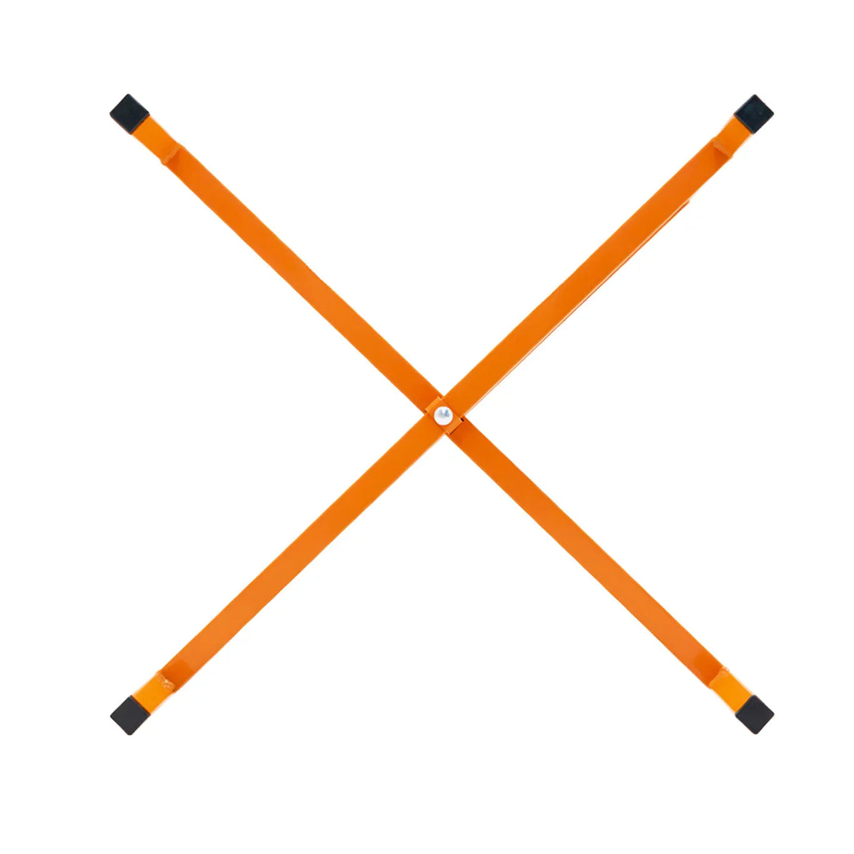 Bright orange mortar board stand with a sturdy X-frame design, measuring 500mm high, featuring rubber feet for stability