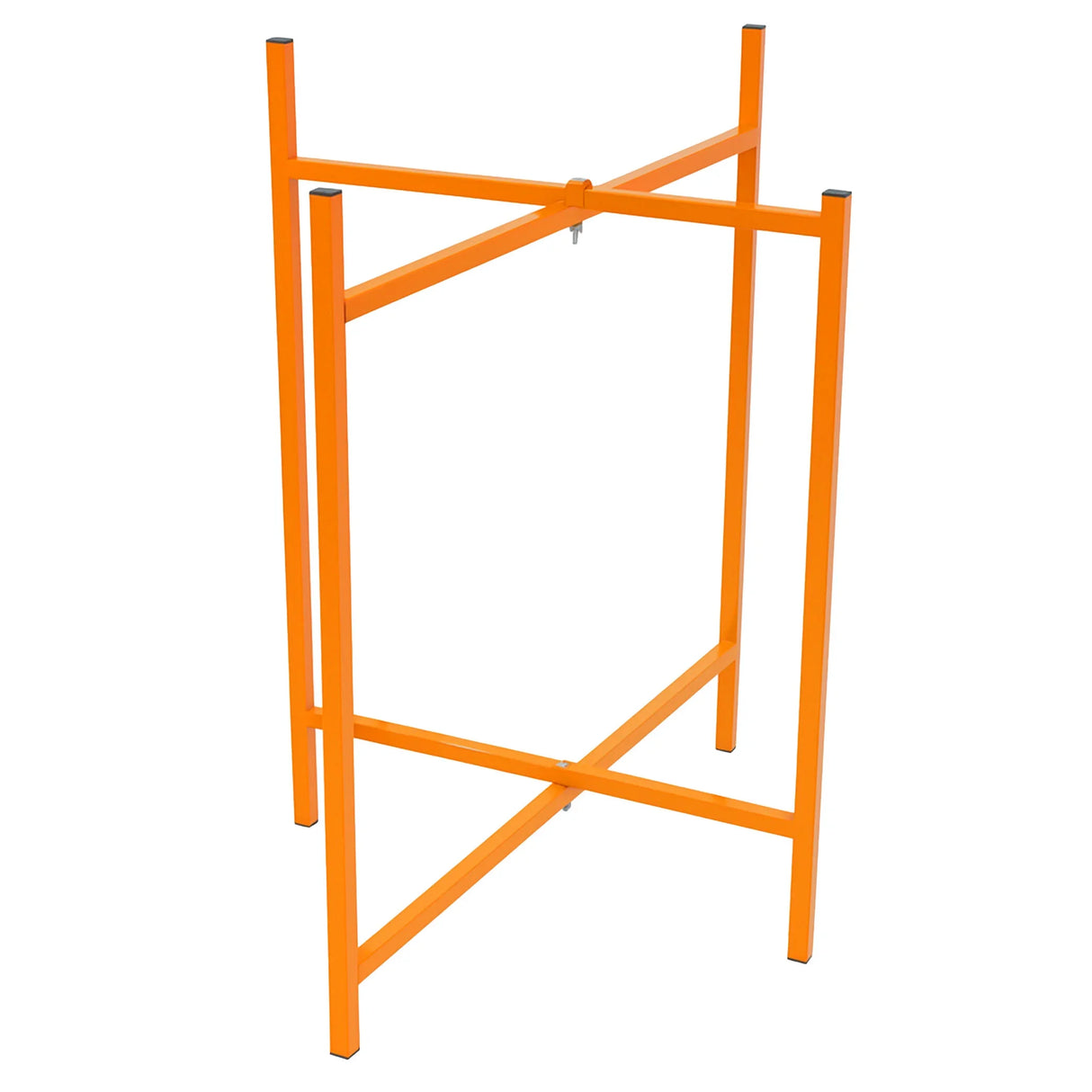 Bright orange mortar board stand, 750mm high, featuring a sturdy metal frame with cross supports for stability and durability