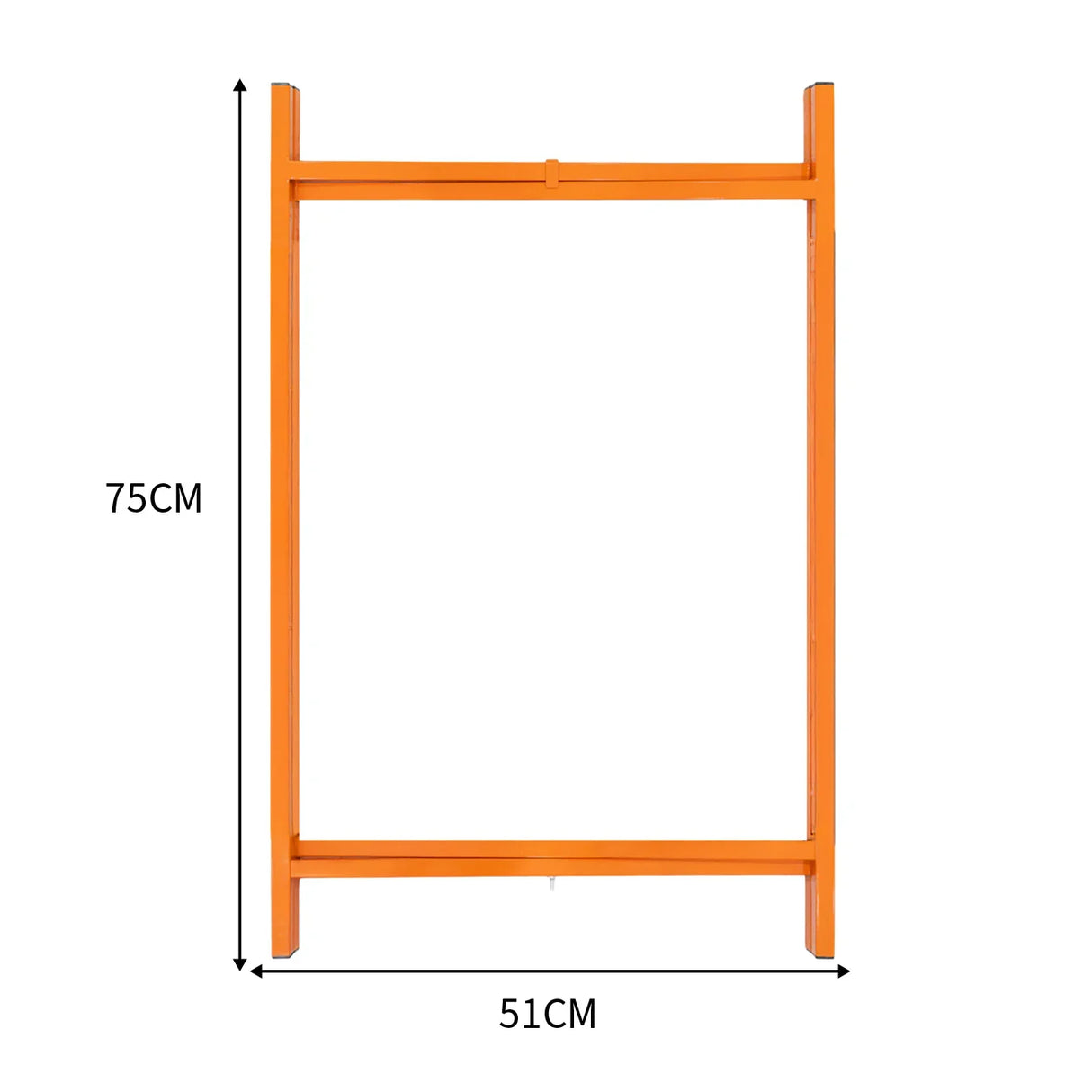Bright orange mortar board stand measuring 750mm high and 510mm wide, featuring a sturdy, rectangular frame design for stability