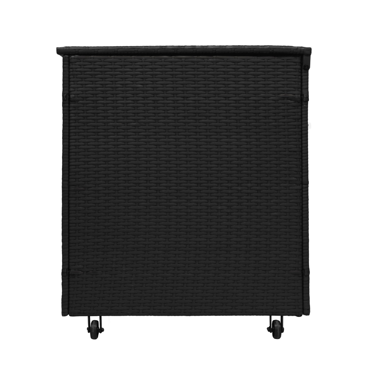 Aluminium 4 Piece Sofa Set with Black Rattan Storage Box - Wood Effect