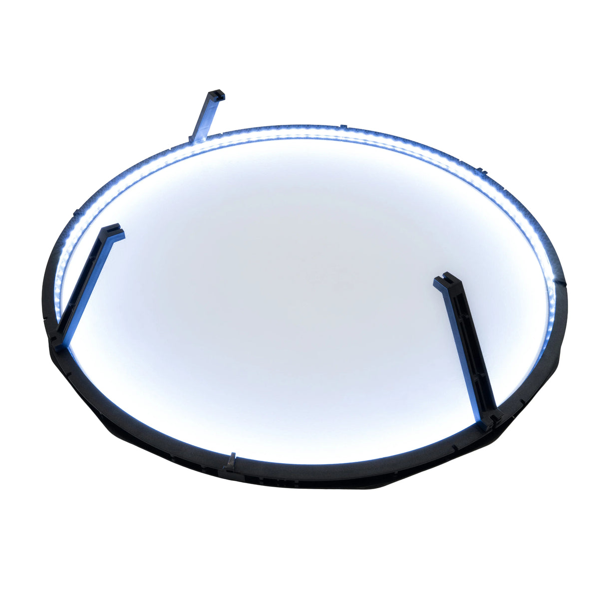 Bright LED ring light designed for dartboards, featuring a sleek black frame and even white illumination for enhanced visibility during play