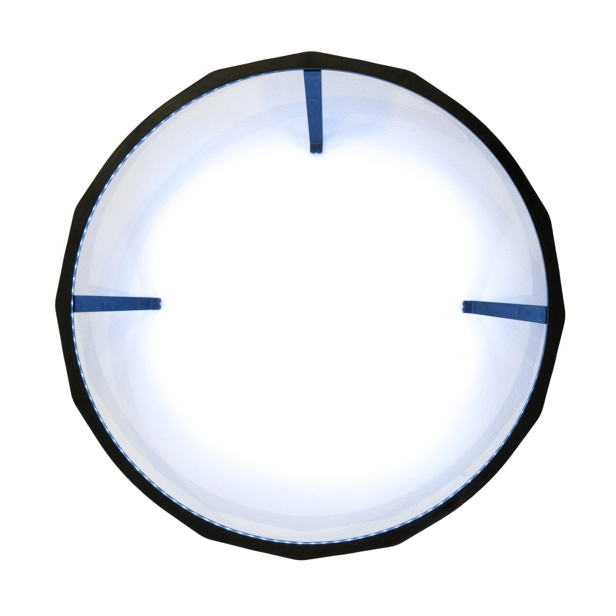 LED ring light designed for dartboards, featuring a sleek black outer rim and bright white inner illumination for enhanced visibility