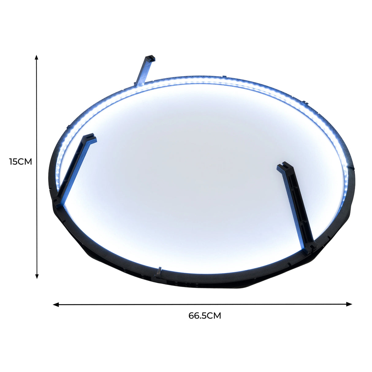 LED ring light for dartboard, 66.5 cm diameter, features a sleek black frame and bright white illumination for enhanced visibility