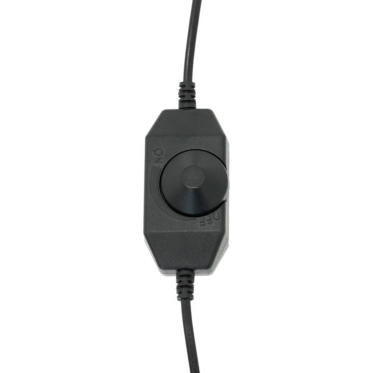 Black on/off switch for Dartboard LED Ring Light, featuring a circular dial for easy control and a sturdy cable for durability