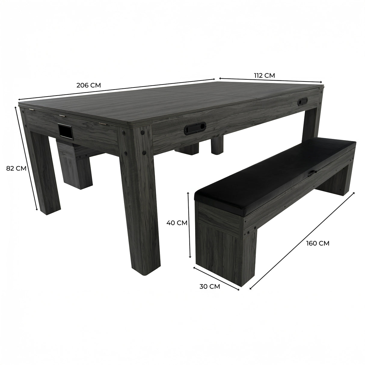 7-In-1 Games Table & Storage Benches x 2 - Grey