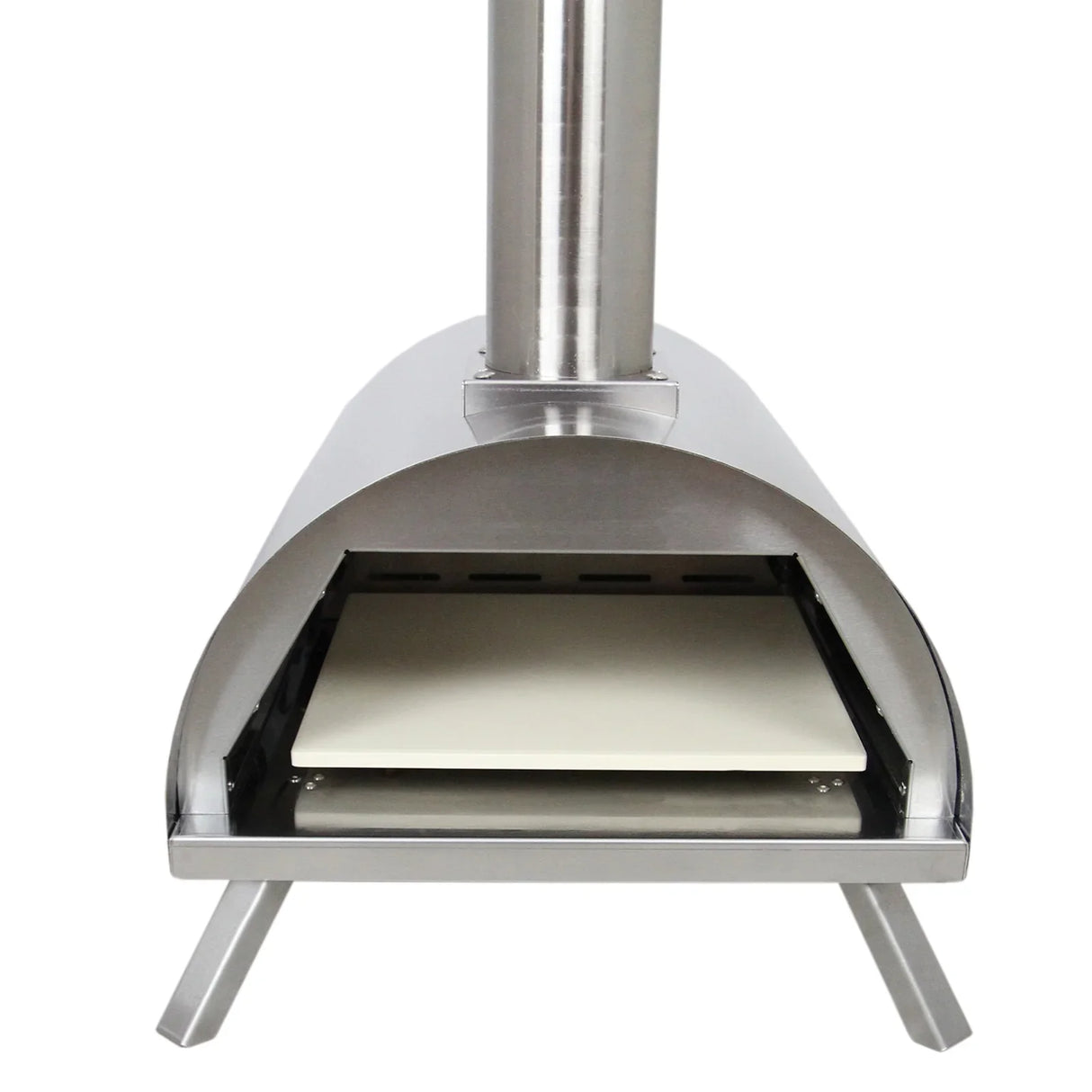 Table top pizza oven in sleek anthracite grey with a stainless steel chimney and a spacious cooking chamber for delicious pizzas