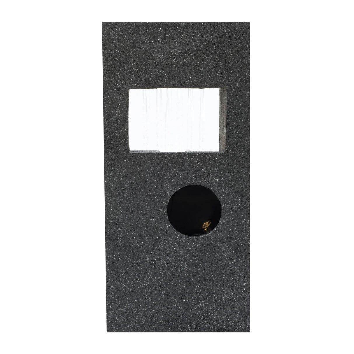 Sleek black electric water feature with a rectangular design, featuring a cascading water flow and a circular reservoir for tranquility