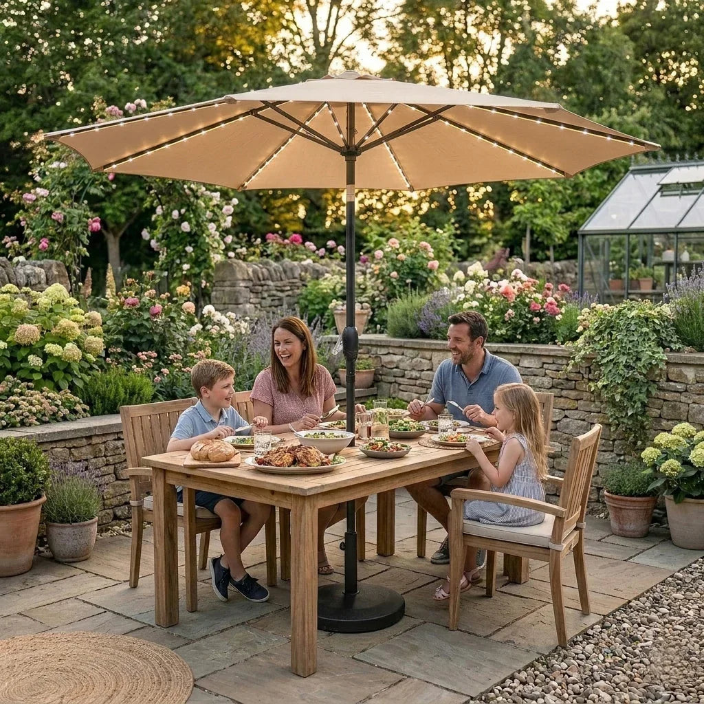 LED Tilt Parasol 2.7m – Beige