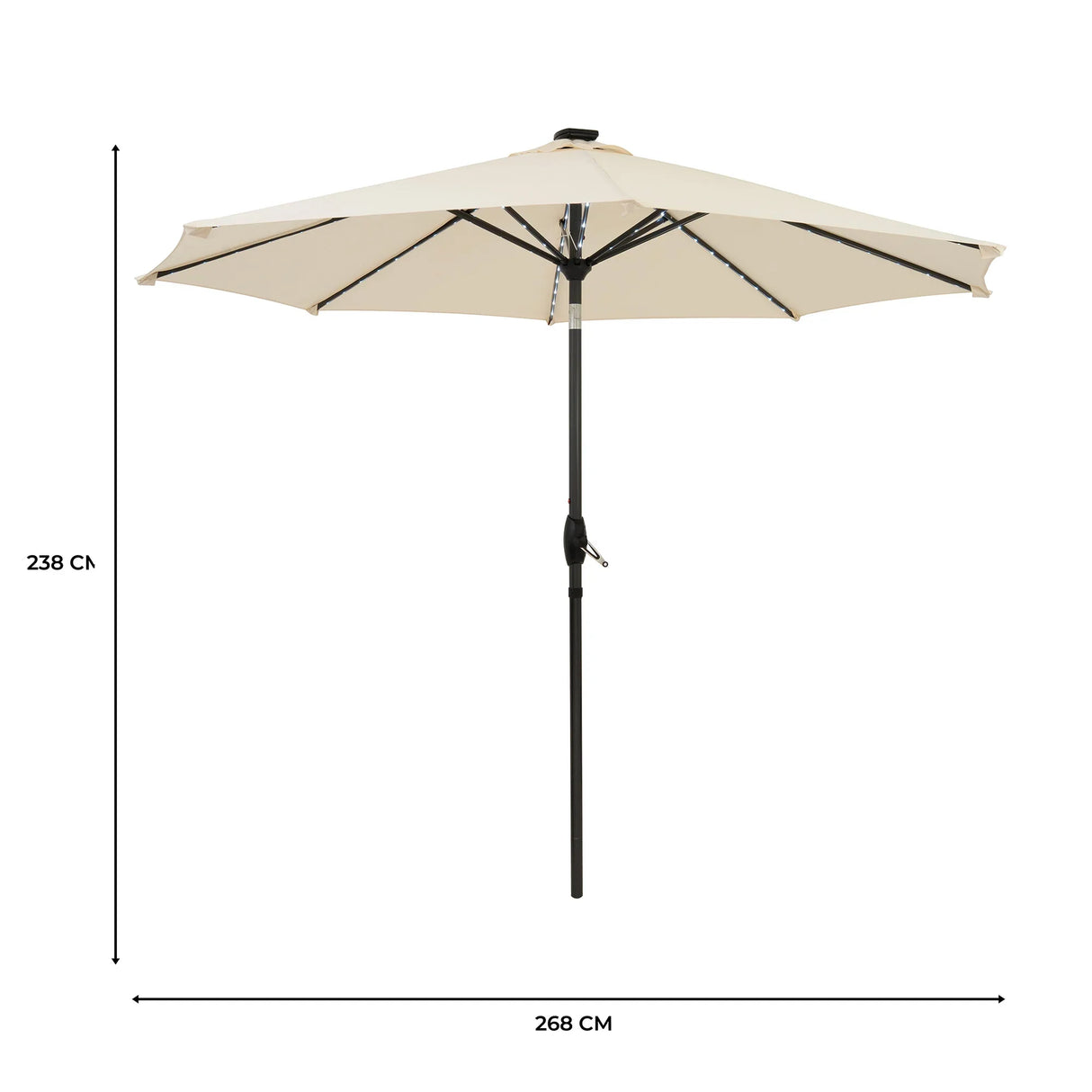 LED Tilt Parasol 2.7m – Cream