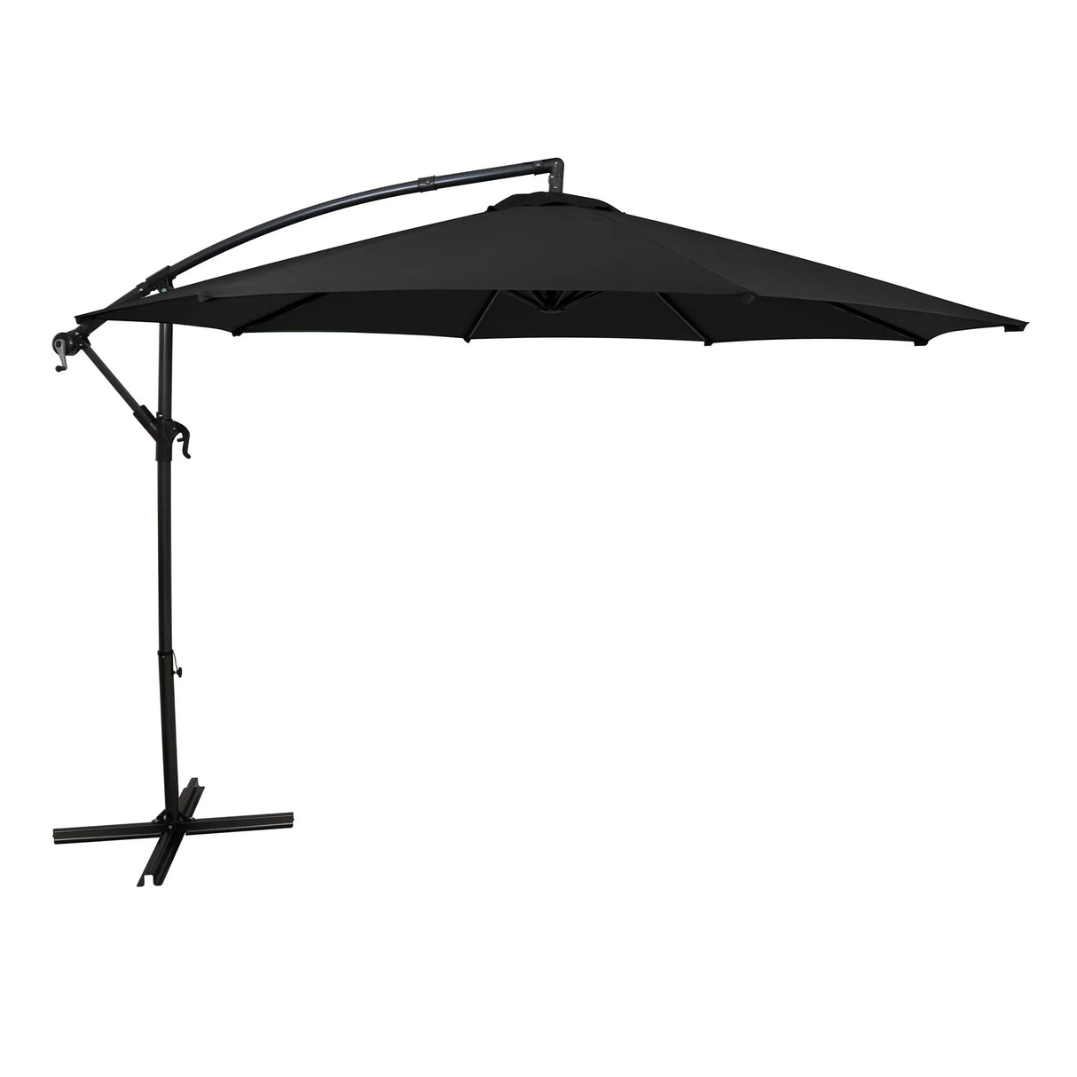 Stylish 3m cantilever parasol in black, featuring a sturdy metal frame and a wide, canopy for optimal sun protection and shade