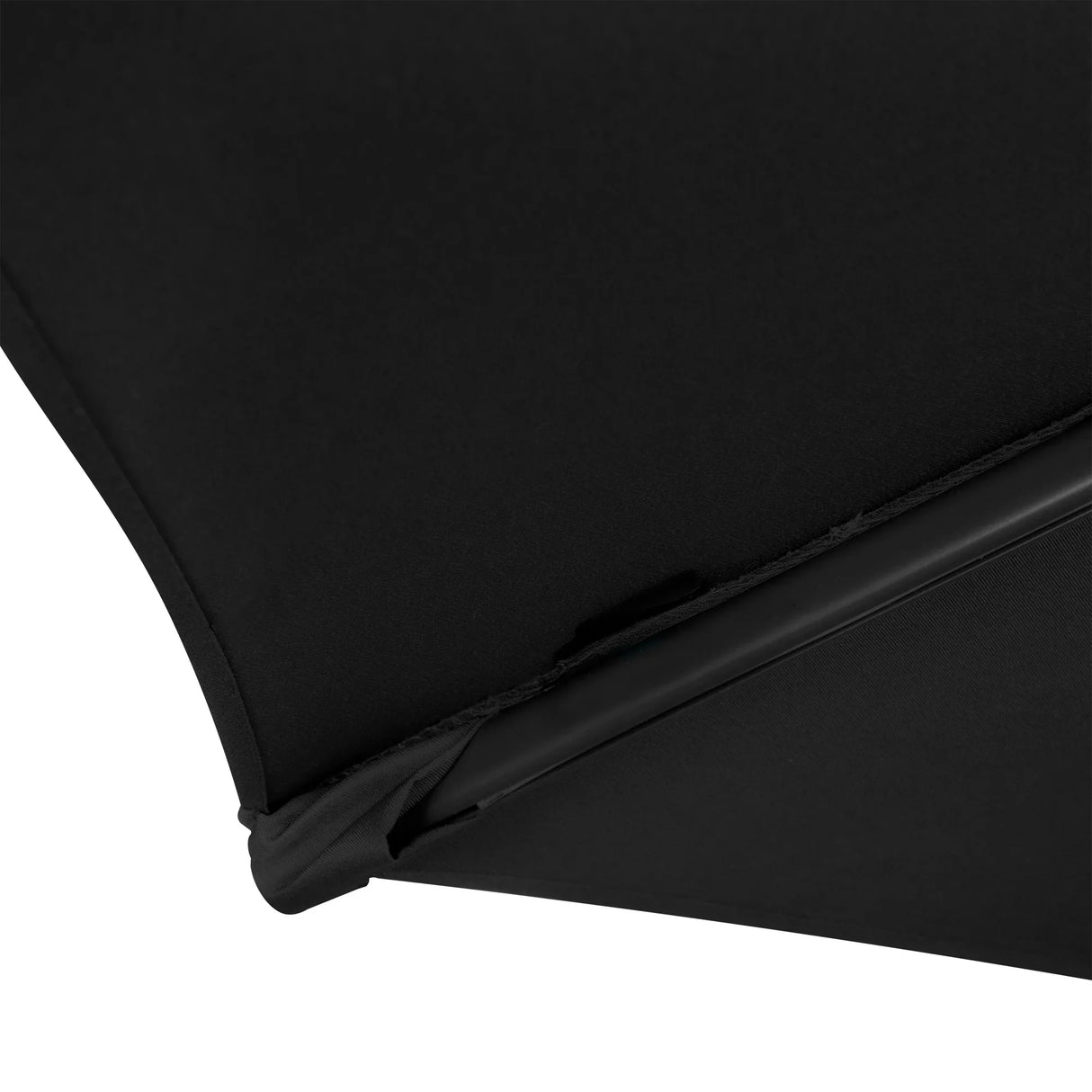 Black cantilever parasol with a 3m canopy, featuring a sleek design and durable fabric, ideal for outdoor shading and relaxation