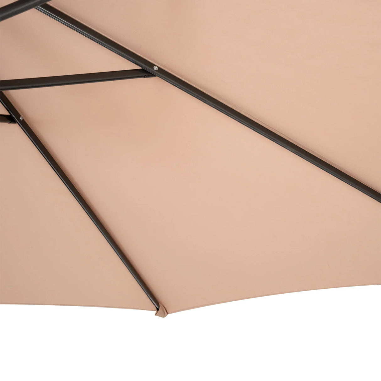 Beige cantilever parasol with a sturdy black frame, showcasing a wide, smooth canopy perfect for outdoor shade and protection