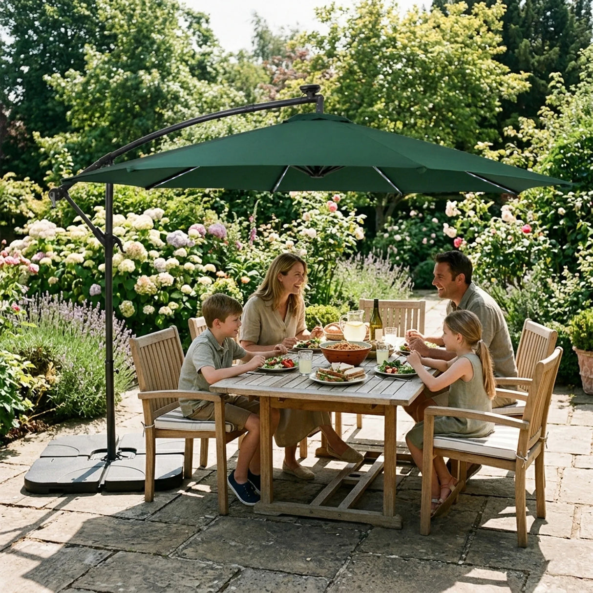 LED Cantilever Parasol 3m – Green