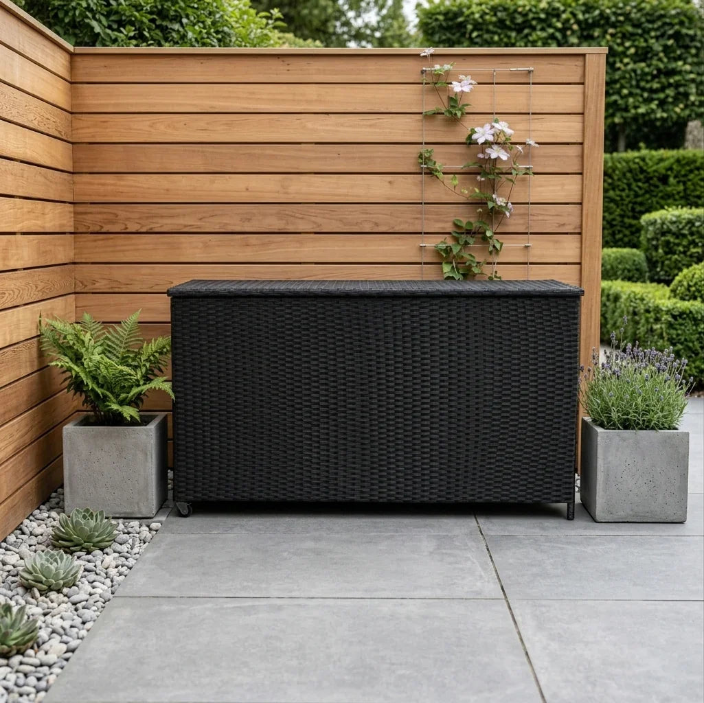 Rattan Cushion Storage Box 700L - Black