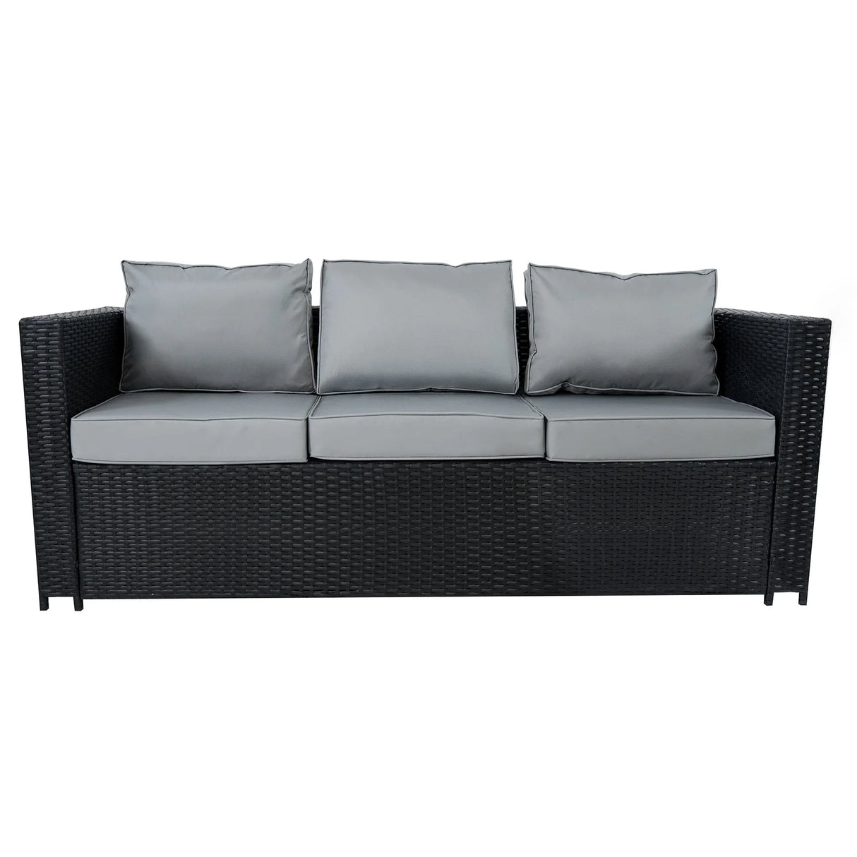 8 Seater Rattan Furniture Set With Firepit – Black