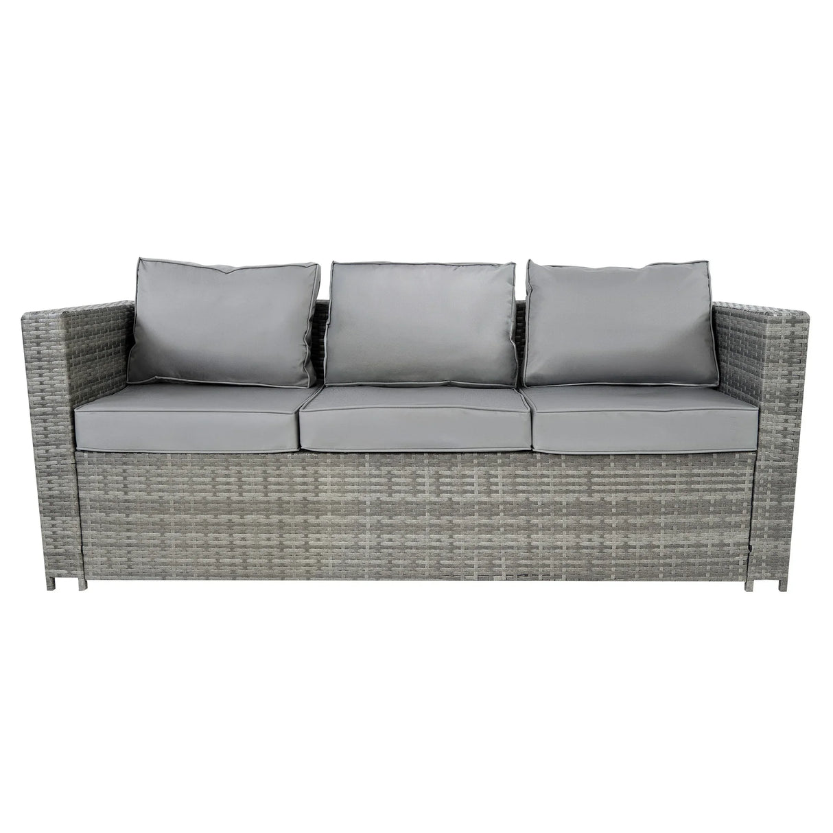 8 Seater Rattan Furniture Set With Firepit – Grey