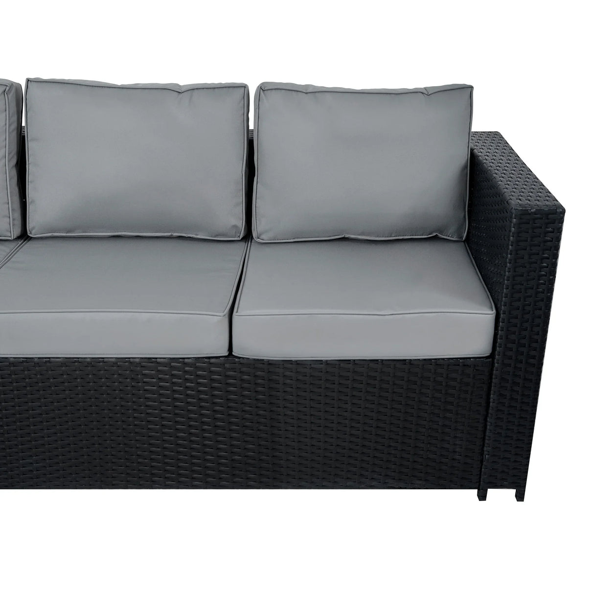 11 Seater Rattan Furniture Set With Firepit – Black